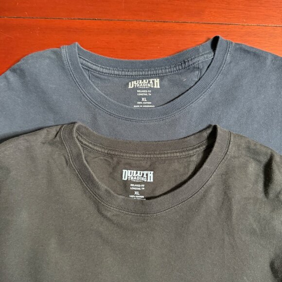 Duluth Trading Co 2 PACK Longtail XL Black Navy 100% Cotton Long Sleeve Shirt - Picture 2 of 8